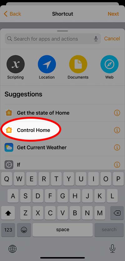 Control Home action